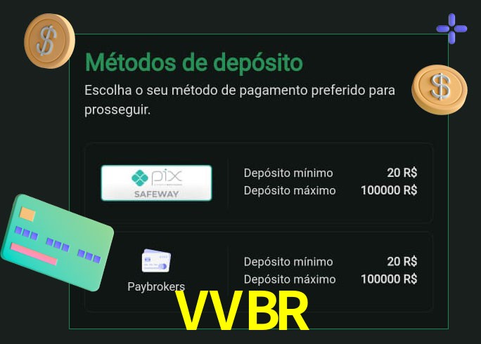 O cassino VVBR oferece uma grande variedade de métodos de pagamento